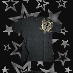Affliction Black and Gold Winged Cross Men's Tee